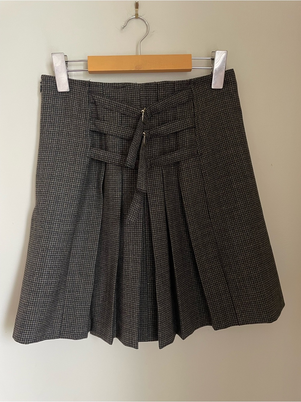 Sandro Yolanda Pleated Houndstooth Tweed Mini Skirt NWT Size XS Preppy Parisian - Picture 3 of 15